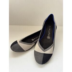 Rothy’s The Point Women’s 7.5 Black Cream Knit Flats Washable Sustainable Shoes